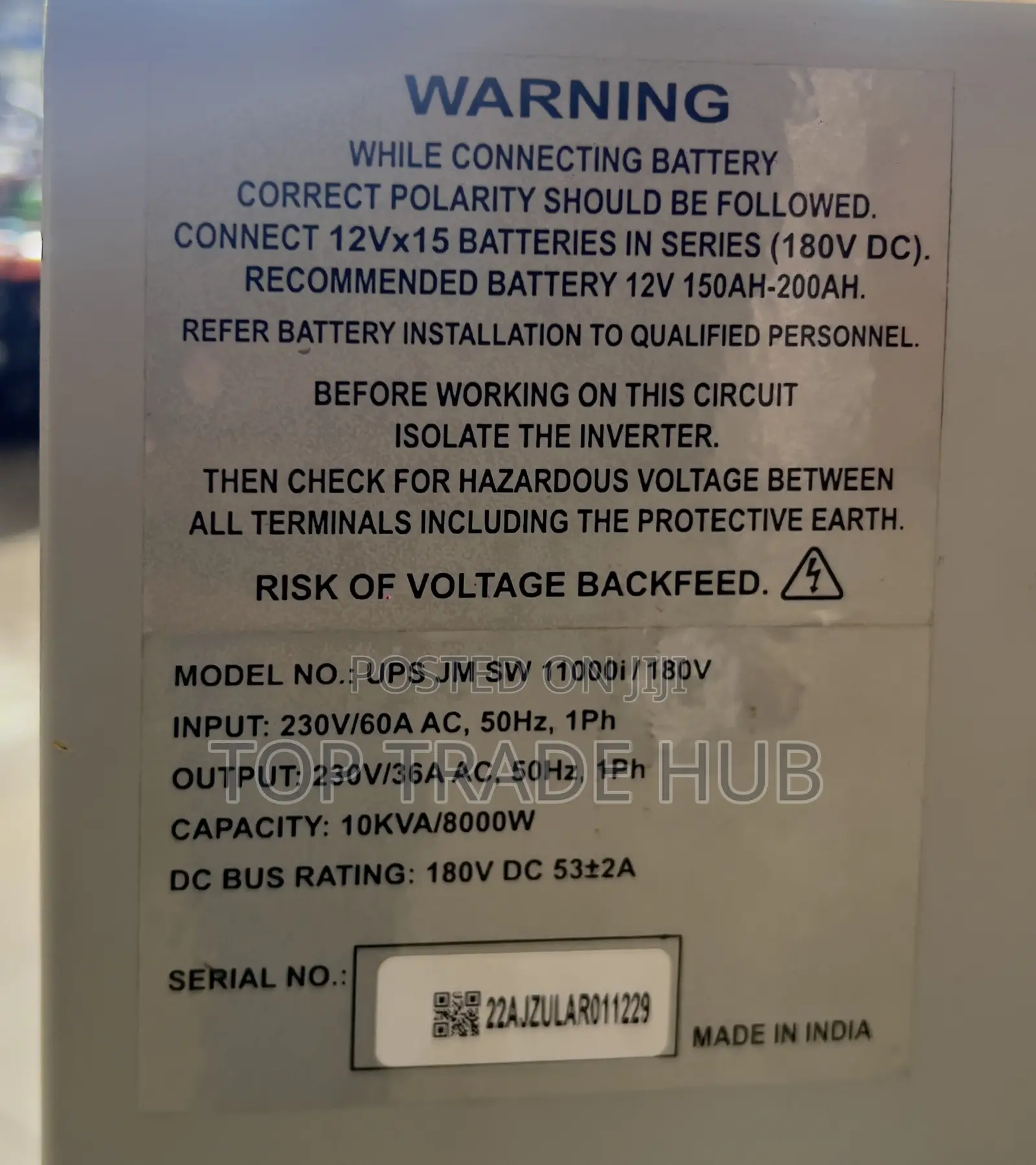 Microtek 10kva/8000w 180v Hi-grade Jumbo Ups Jm Sw 11000i