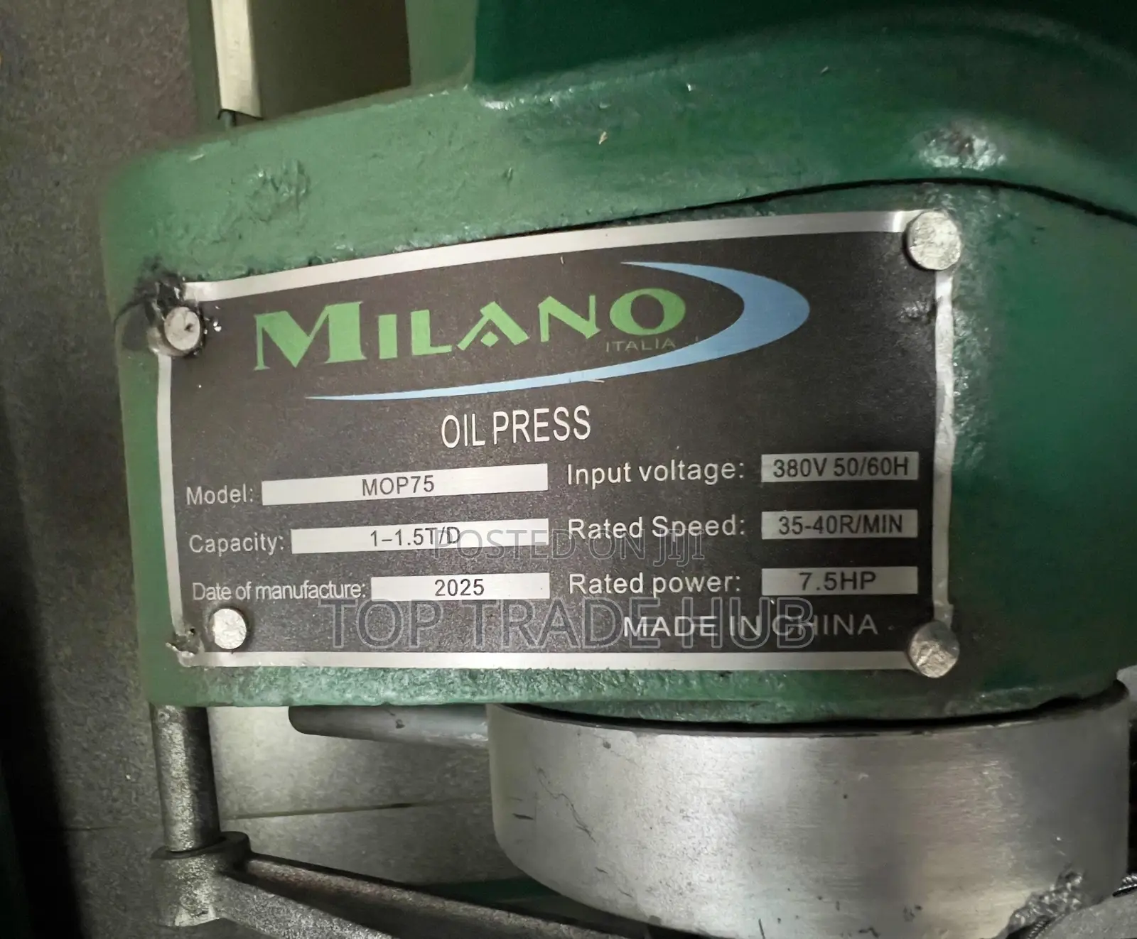 Mop75 Milano Oil Press Machine 1500kg/Day - 7.5hp Three Phase Motor