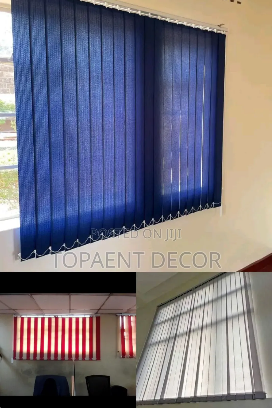 Plain Blue And Light Grey  And Coloured Vertical Office Blinds