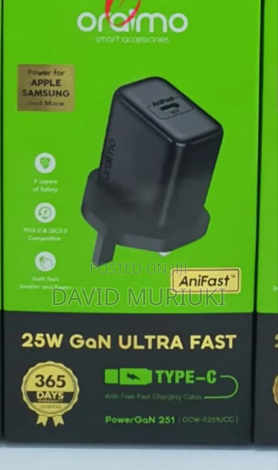 Oraimo Powergan 251 Ocw-5251ucc *25w Gan Ultra Fast*