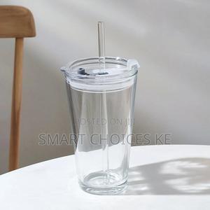 Round Transparent Borosilicate Drinking Glass Cup - main view