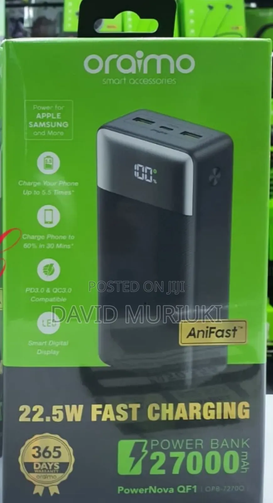 Oraimo Powernova Qf1 Opb-7270q *27000mah 22.5w* Power Bank