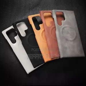 Samsung Case With Suede Leather Finish in Black for Galaxy S25 Ultra