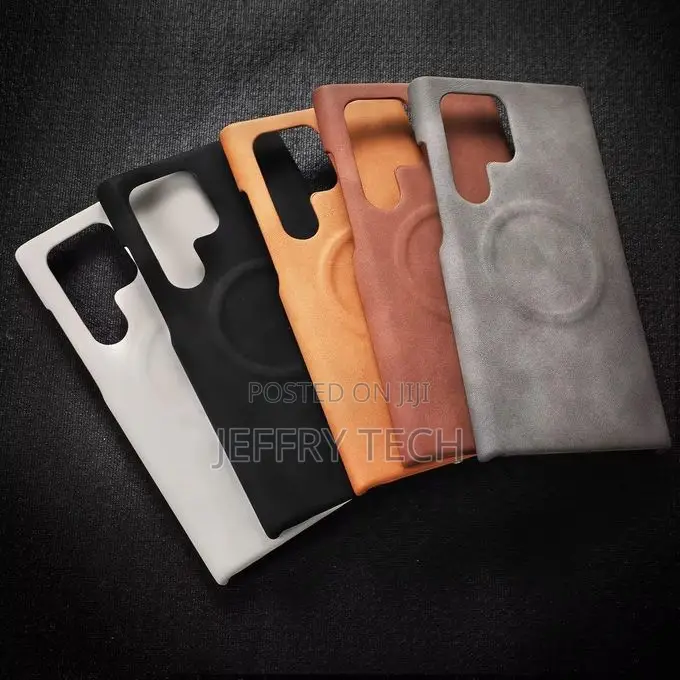 Samsung Case With Suede Leather Finish in Black for Galaxy S25 Ultra
