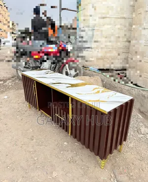 Executive Chocolate Tv Stand With Marble Sheet Top