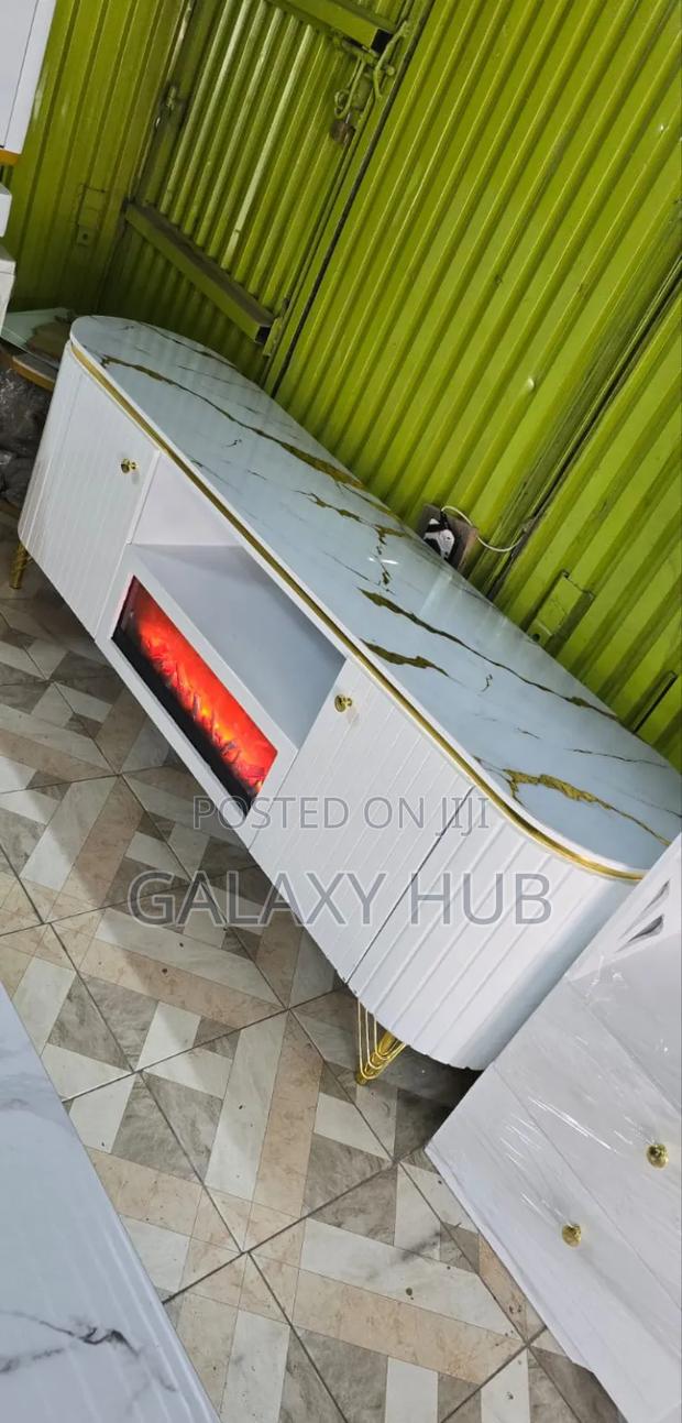 Modern Executive Tv Stand With  A Functional Fire Place