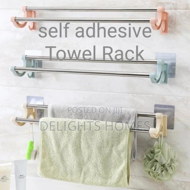 Self Adhesive Double Pole Towel Holder_haw