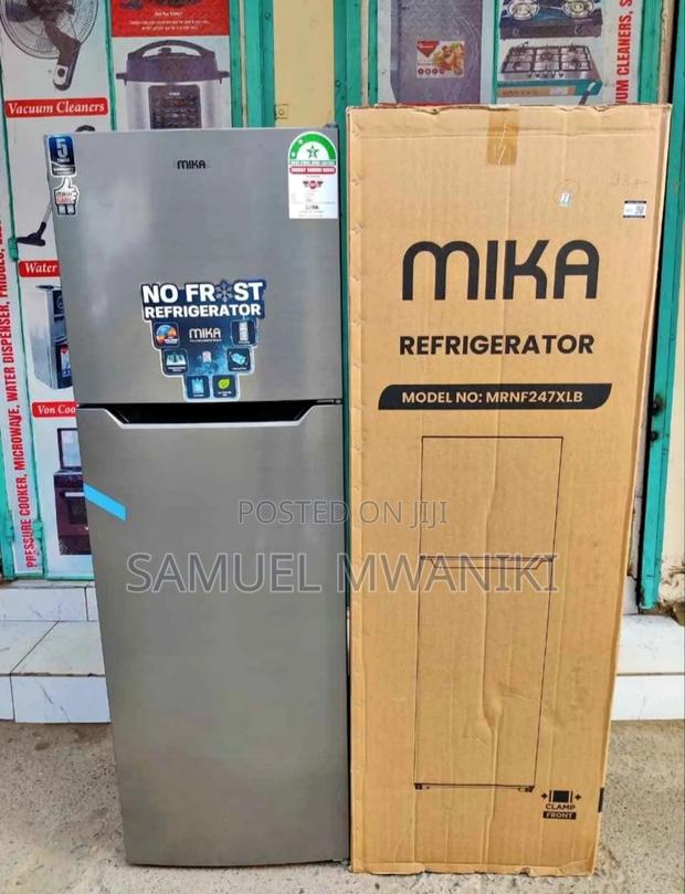 Mika Fridge 247l 2 Door Top Mount Freezer No Frost Inox Line Brush