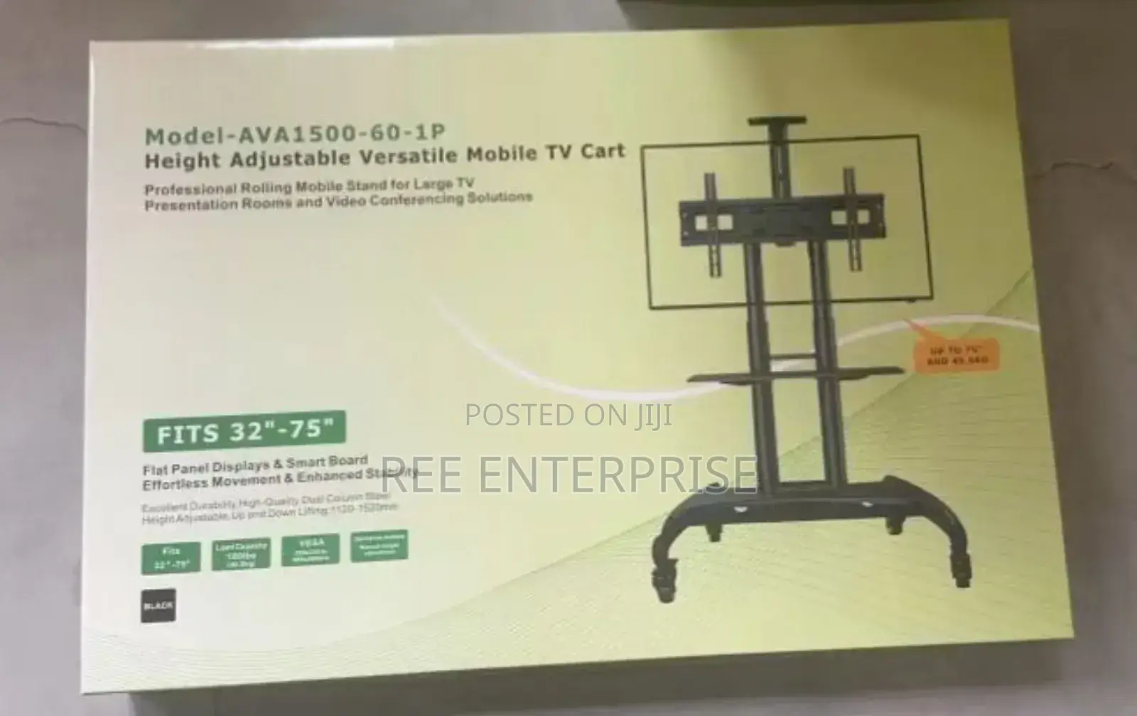 Height Adjustable Versatile Mobile Tv Cart Fit 32-75