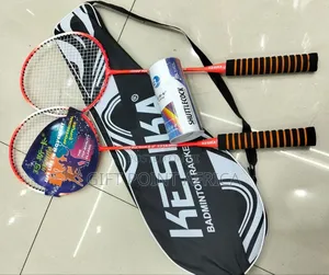 A Pair Of Badminton Rackets With Three Shuttles Cocks And Carrier Bag