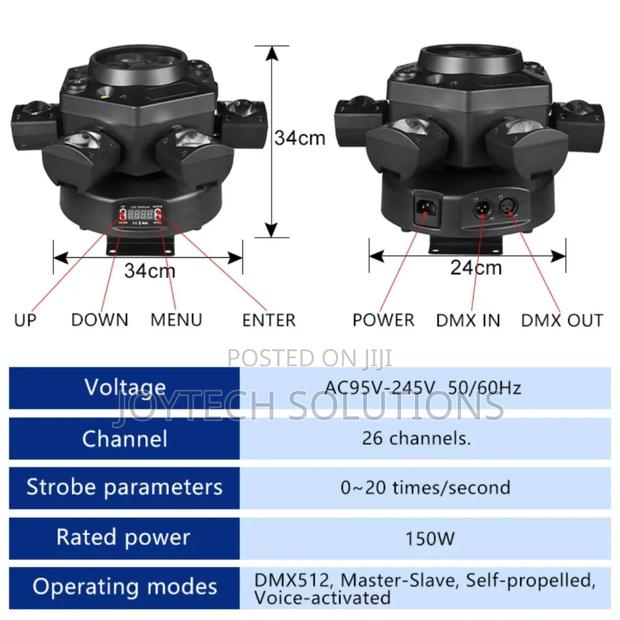 Moving Head Dj Lights 6-Arm Lamp With Remote Control 150w - thumbnail 2