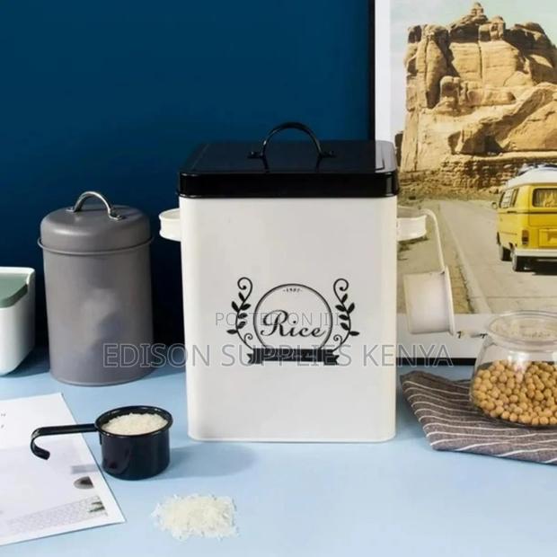 Rice Container Food Storage Containers Grains Air Tight Metallic Jar - thumbnail 2