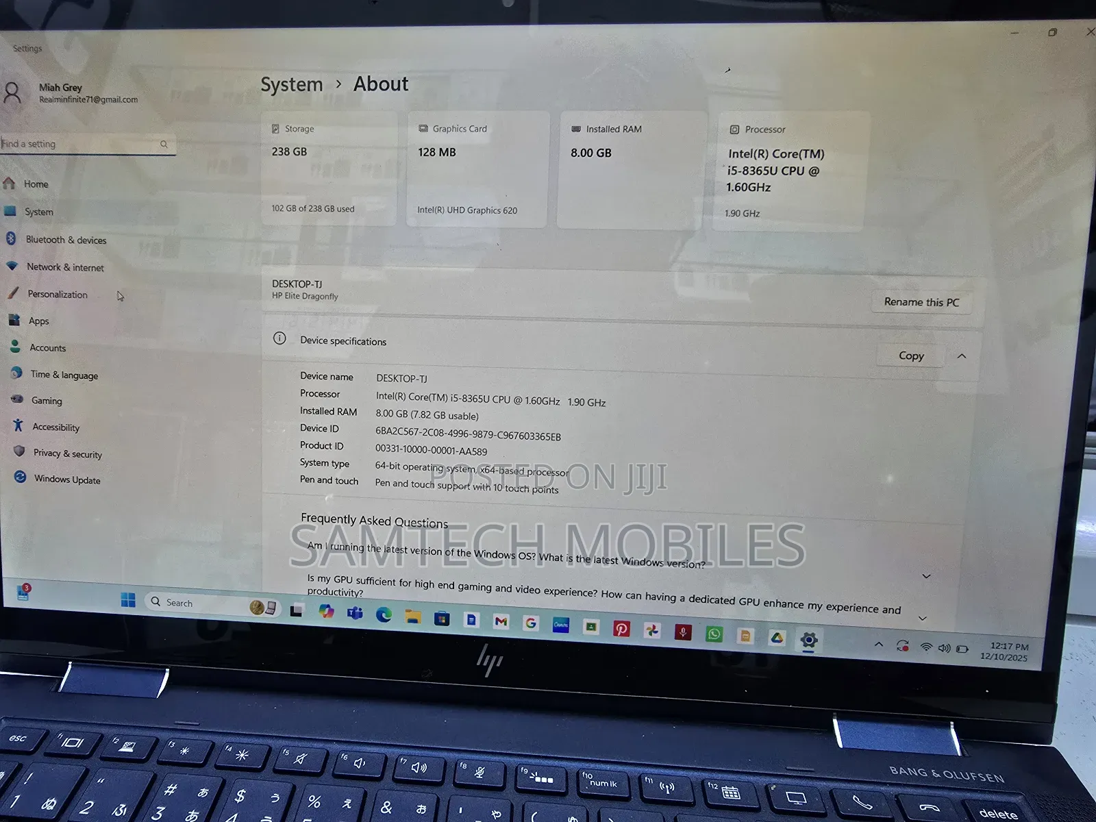 Laptop HP Elite Dragonfly G4 8GB Intel Core i5 SSD 256GB