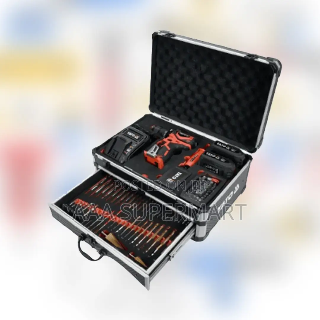 Yt-44250 126pcs Brushless Cordless Power Drill 18v 42nm Set With 2 Ba