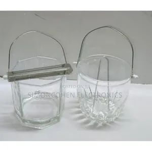 1l Heavy Glass Ice Cube Bucket With Tongs