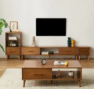 Home Tv Cabinet Table Set; Wooden Tv Cabinet With Coffee Table Set