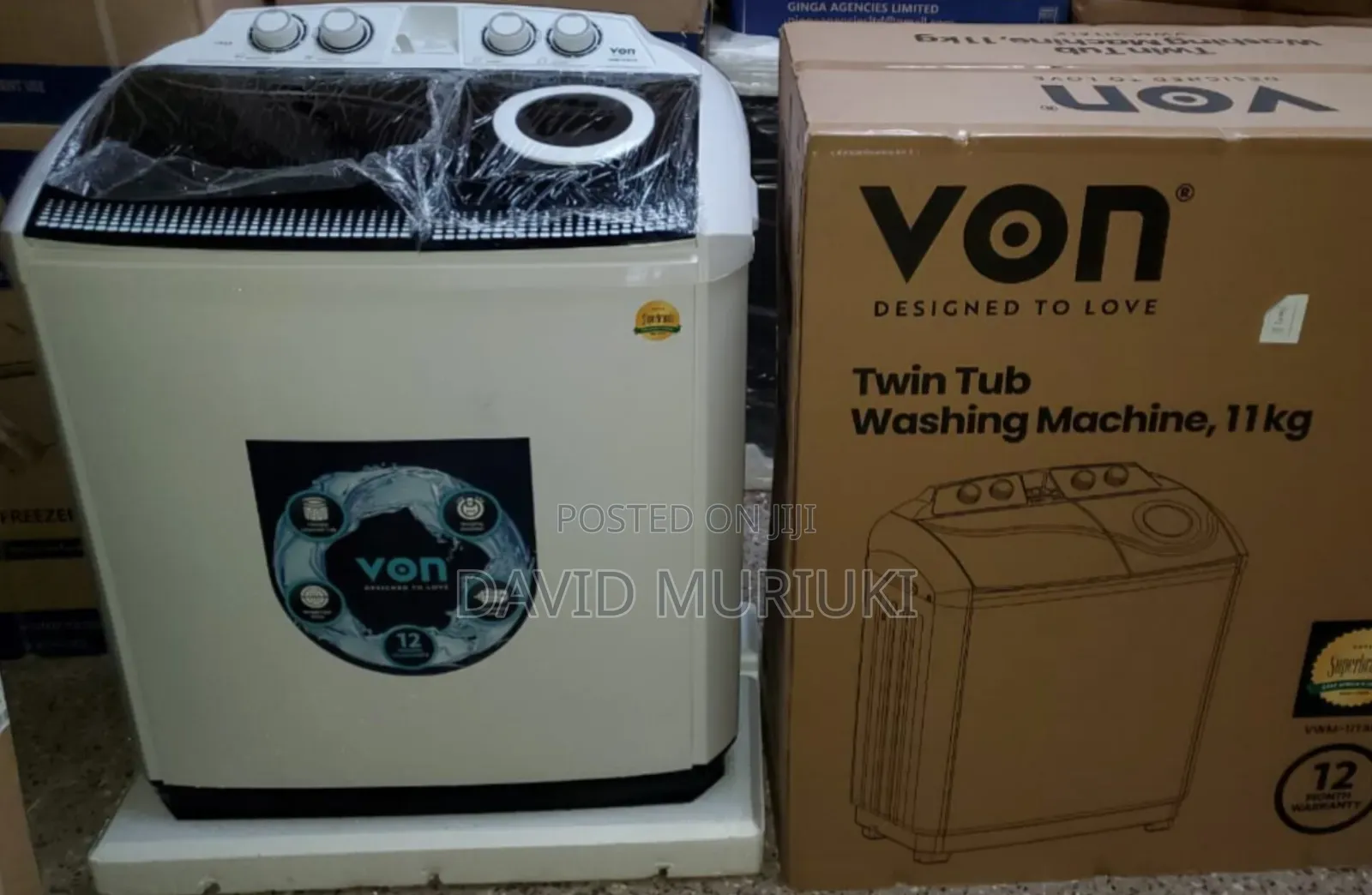 Von 11kgs Twin Tub Washing Machine -White