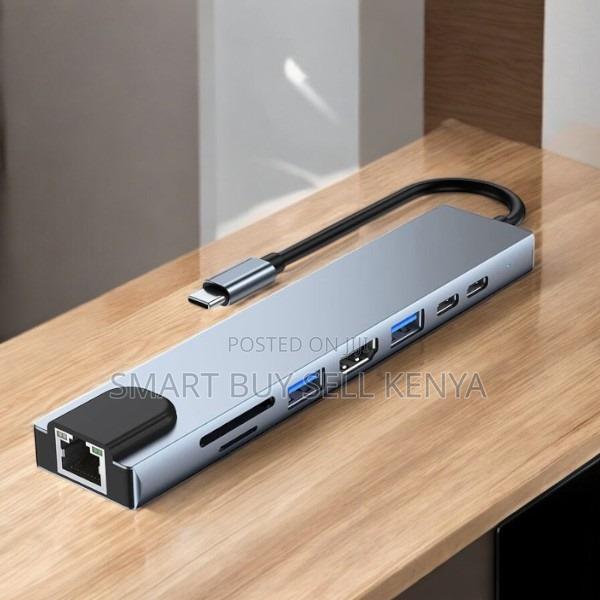 8-in-1 Usb Type-C Hub Dock Adapter With 1080p Hd, Ethernet Usb Ports