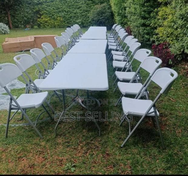 White Folderable Chairs and Tables - main view