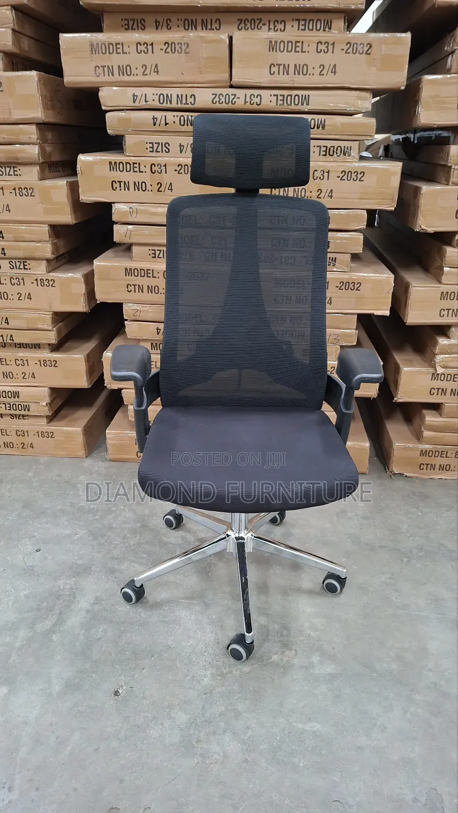 Ergonomic Mesh Office Chair With Headrest – Black