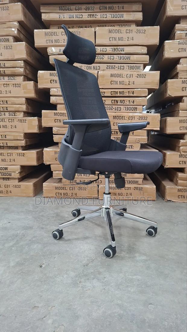 Ergonomic Mesh Office Chair With Headrest – Black - thumbnail 3