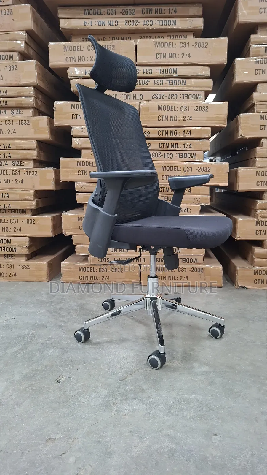 Ergonomic Mesh Office Chair With Headrest – Black