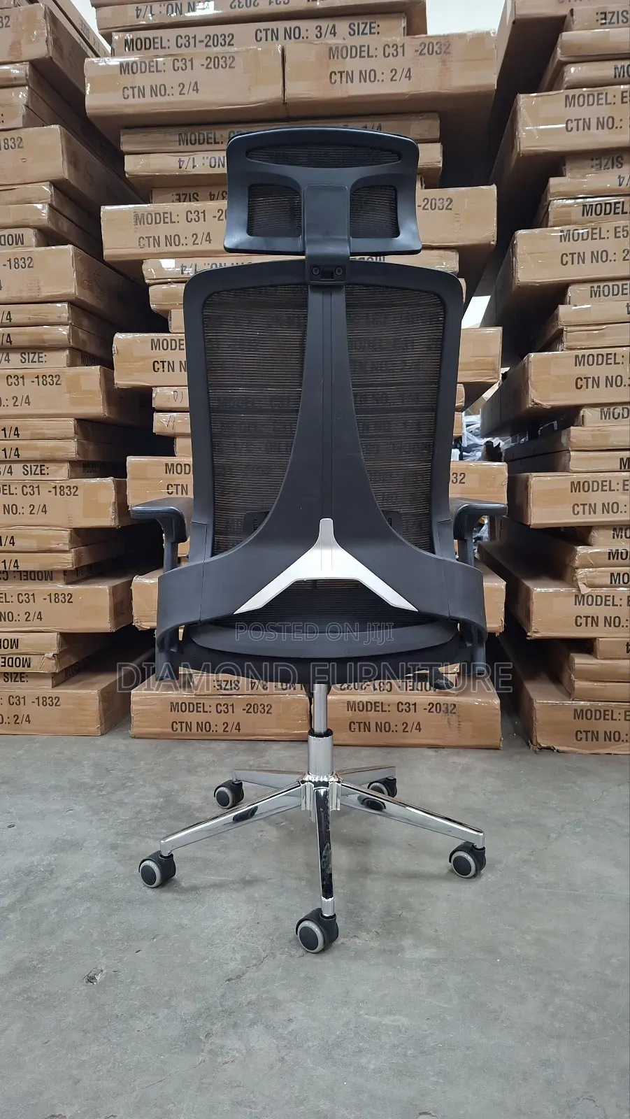 Ergonomic Mesh Office Chair With Headrest – Black