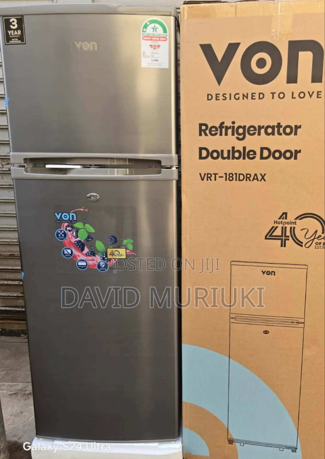 Von VRT-181drax Double Door Fridge 181 Liters Refrigerator