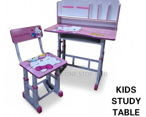 Adjustable Hello Kitty Kids Study Table and Chair Set. - main view