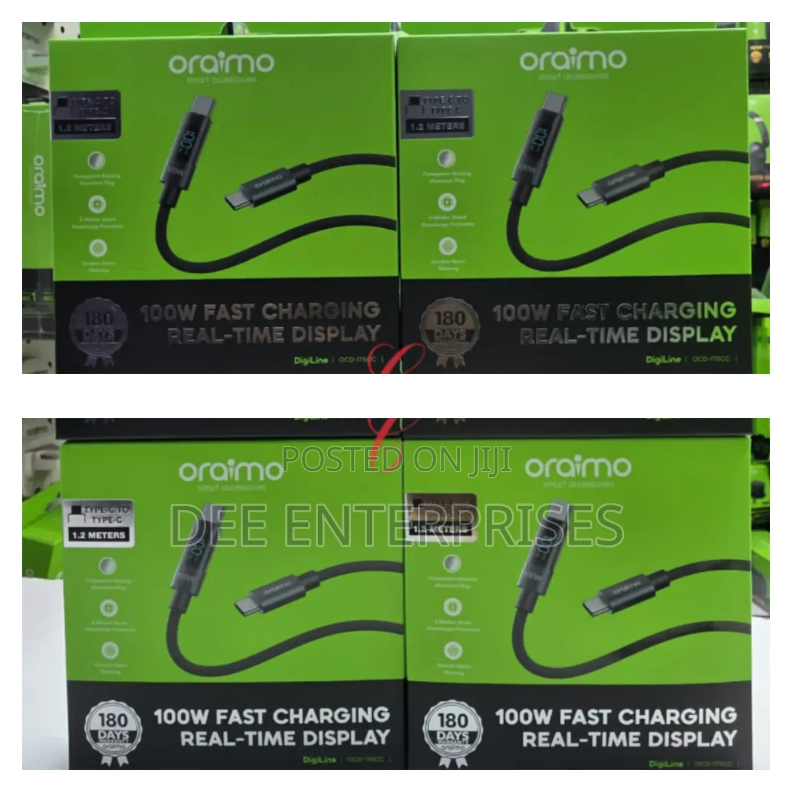 Oraimo Digiline 100w Type C to Type C* Cables With Real Time Display