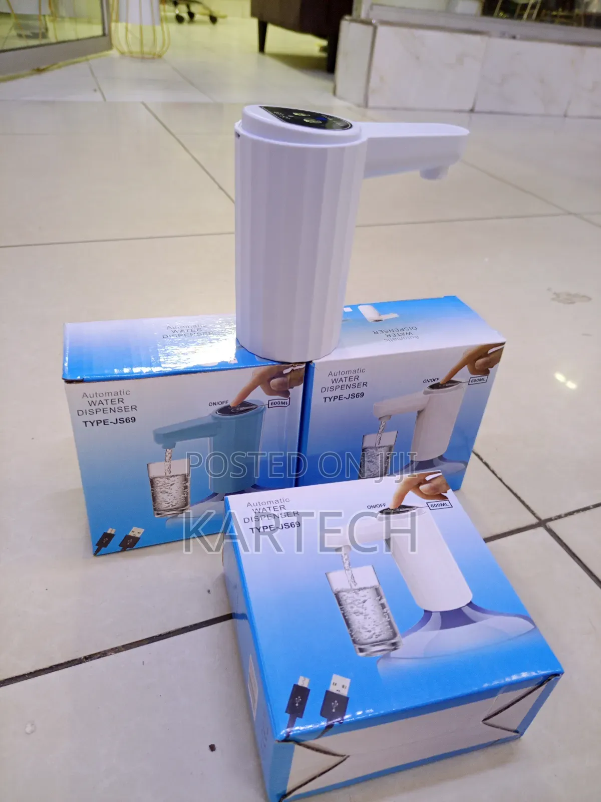 Usb Rechargeable Automatic Water Dispenser - White, Blue