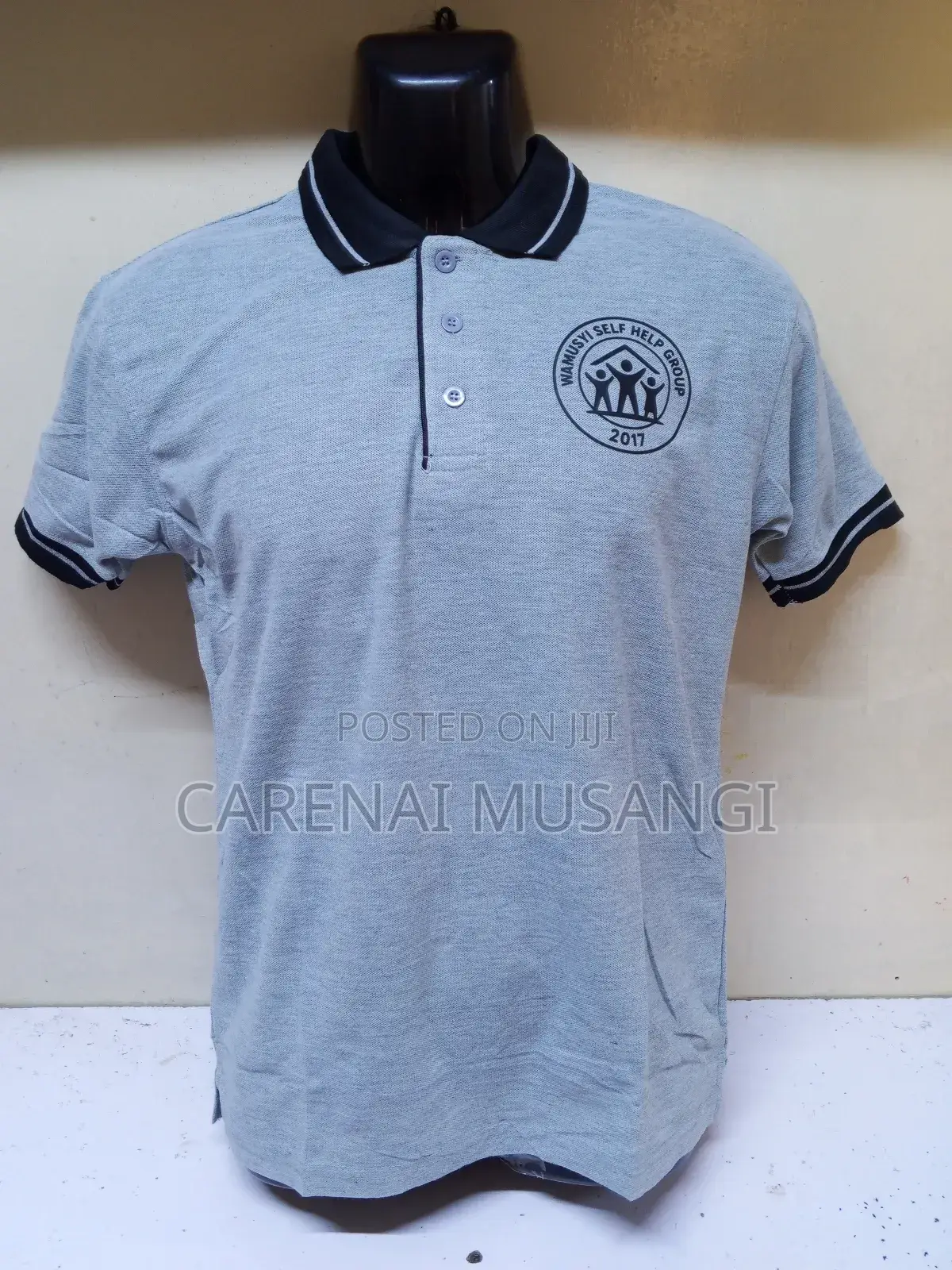 Classic Gray - Black Polo T-Shirts