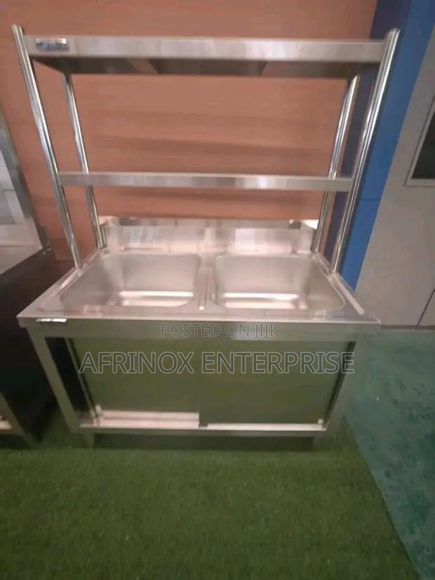 Stainless Steel Double Bowl Sink Unit - main view