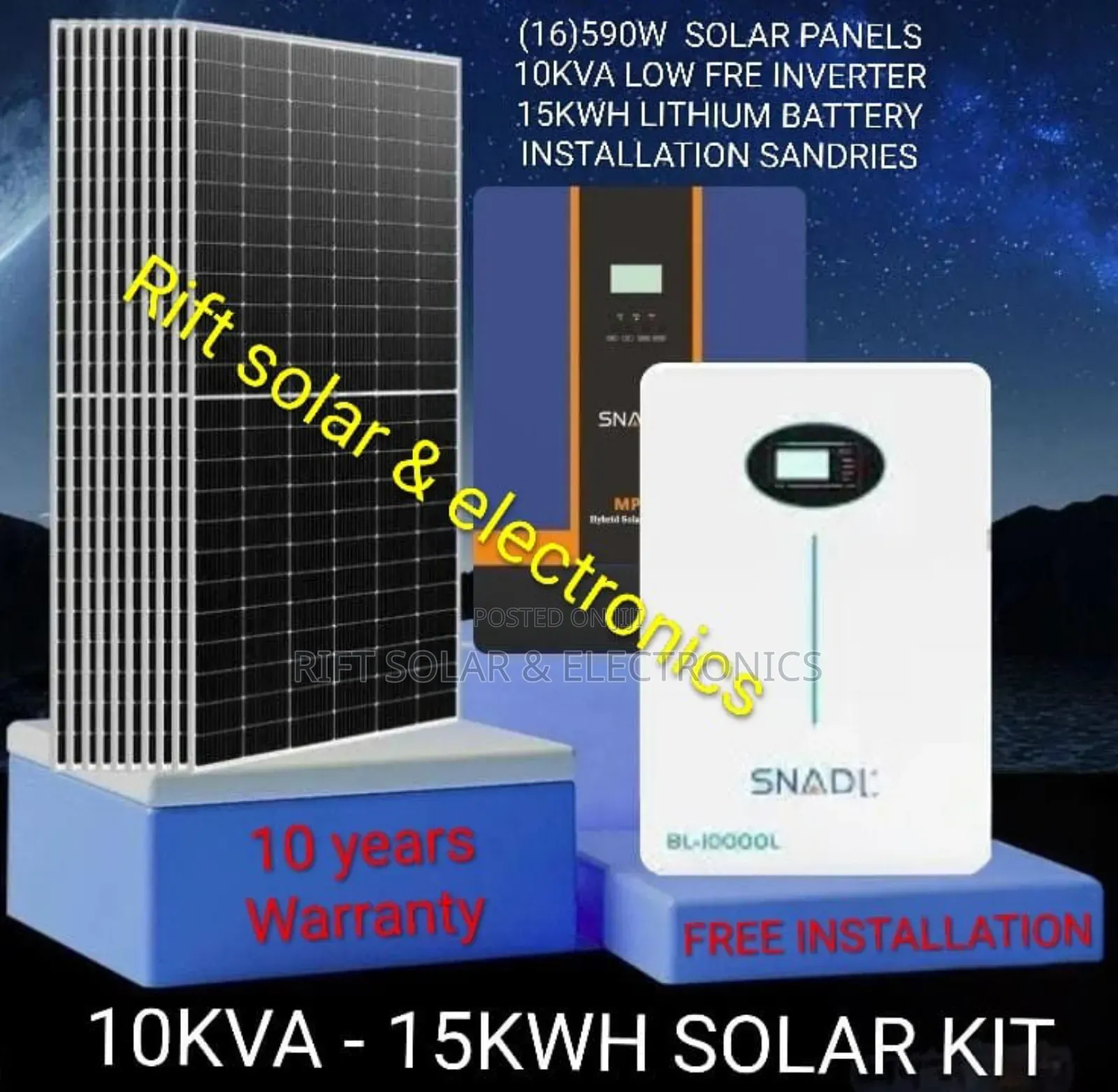 10kva Low Frequency -15kwh Lithium Total Off-Grid (16)590 Watts Solar