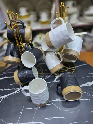 Double Wall Nordic Vertical Stripped Ceramic Coffee Mugsexquisite