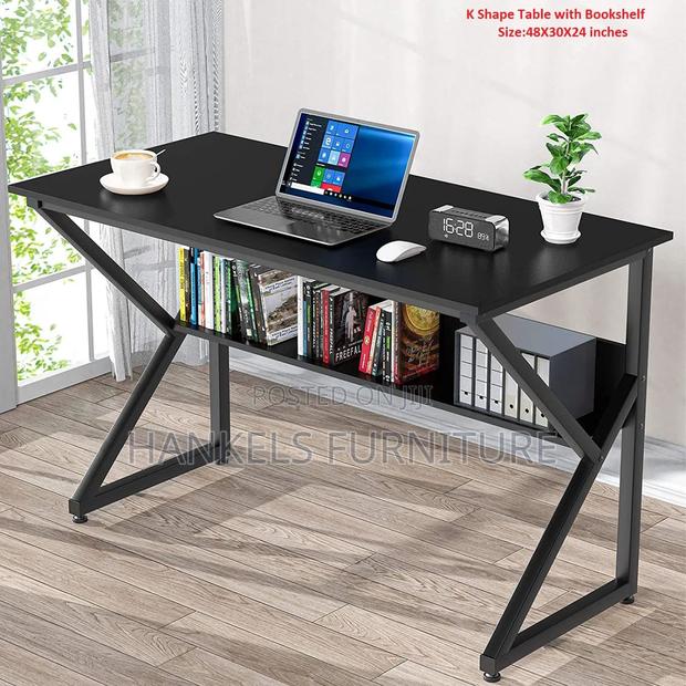 Contemporary Metallic Work Desk With Multi-Functional Shelf - main view