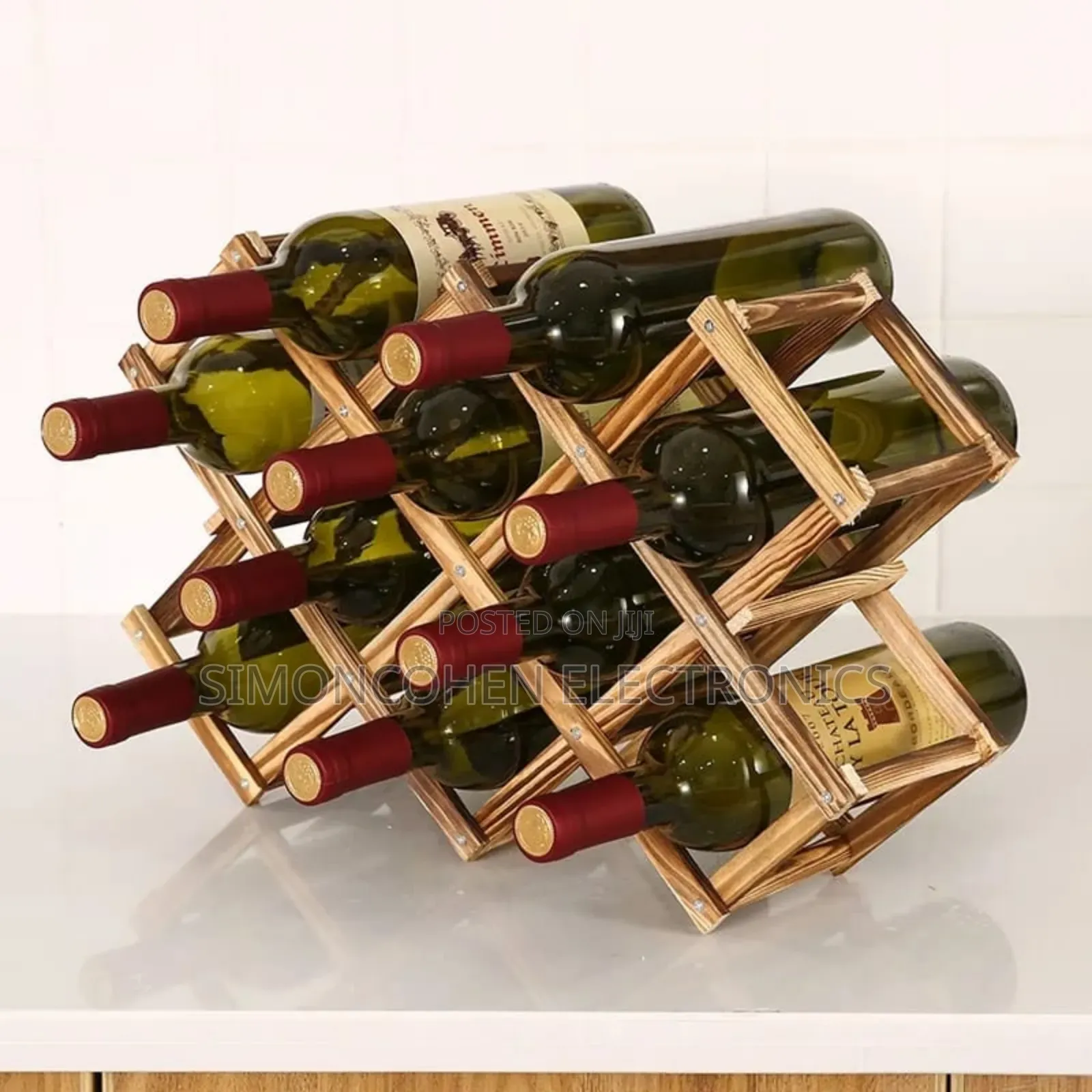 Foldable 10 Slot Wooden Wine Bottle Rack
