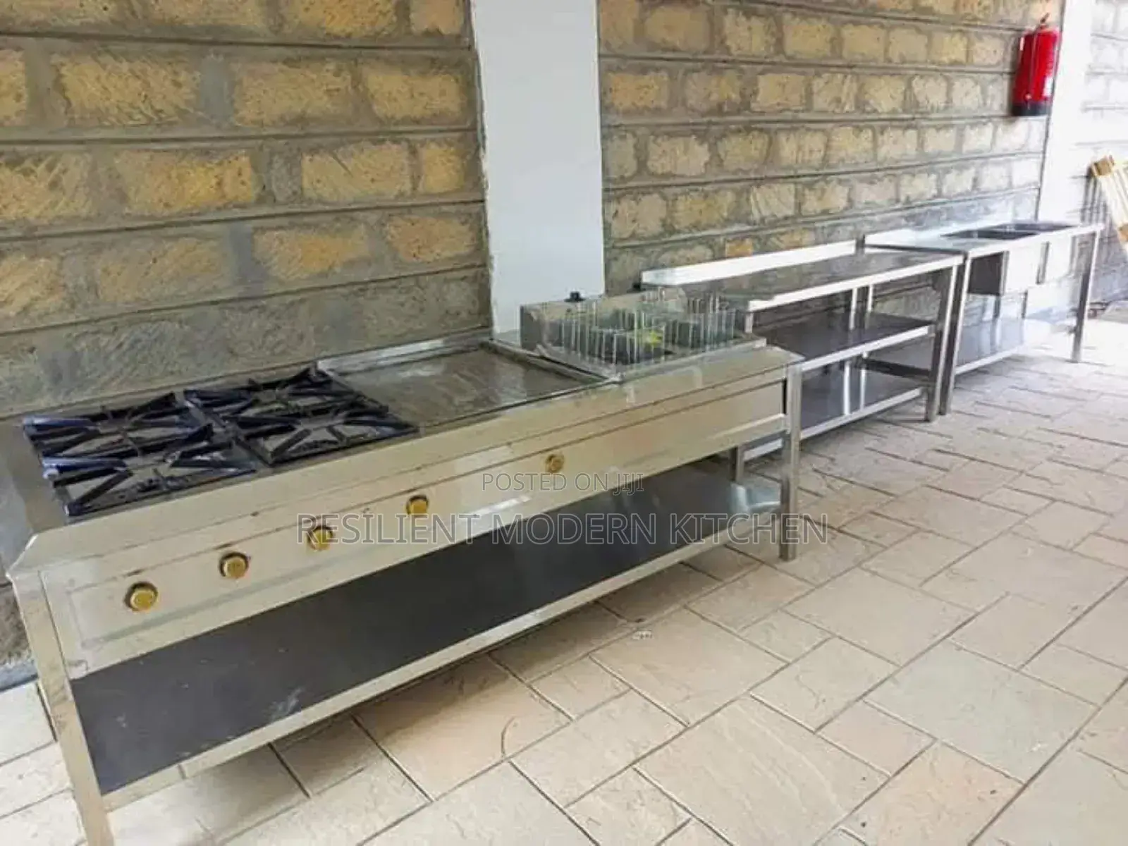 Combined Cooking Range 4 Burner Gas Cooker, Chips Fryer and Griddle