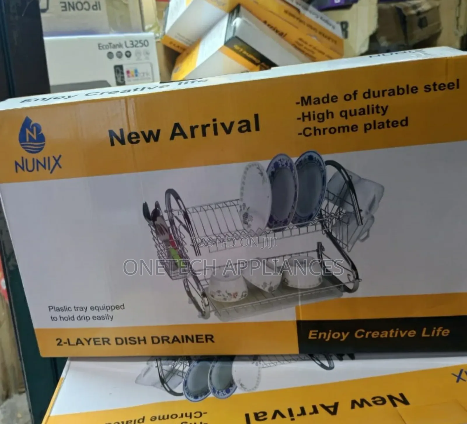 Nunix Dish Rack 2 Tier, Modern Design Stainless Steel
