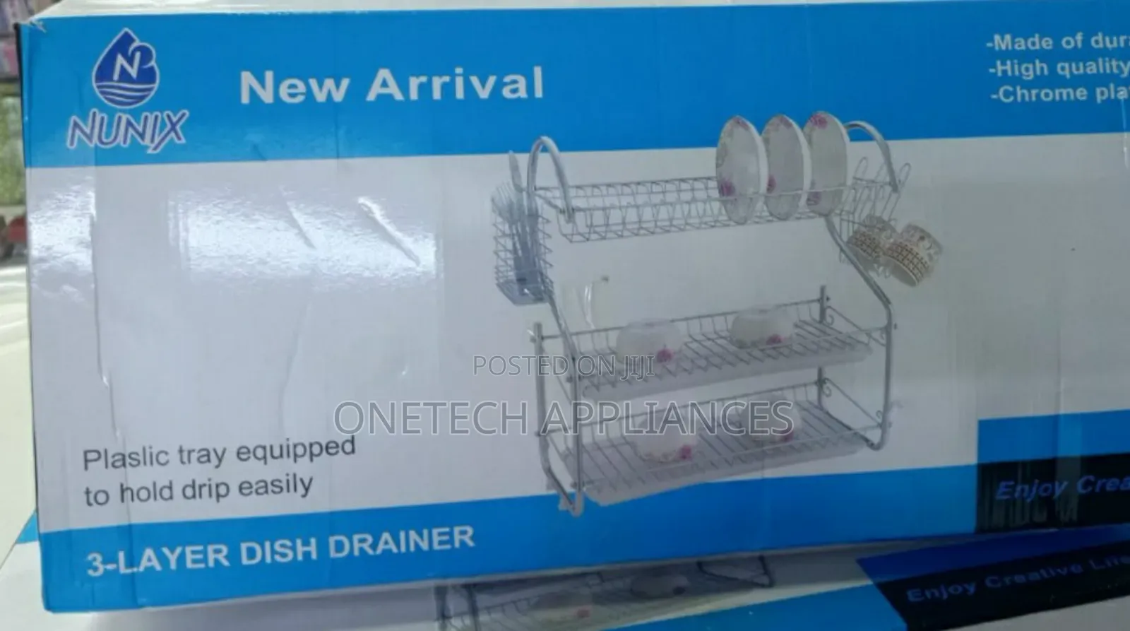 Nunix Dish Rack 3 Tier With Drain Board