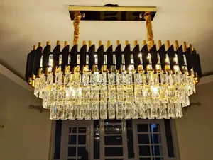 Dining Crystal Chandelier With Touch of Black and Gold