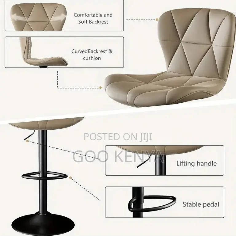 Home Bar Stool; Modern Swivel Stool With Elevated Backrest for Hotel
