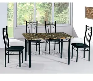 Home Dining Set;Solid Marble Top Table Set With Four Heavy-Duty Chairs