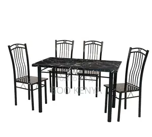 Home Dining Set;Solid Marble Top Table Set With Four Heavy-Duty Chairs