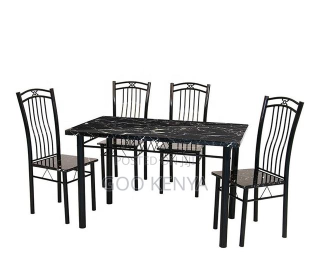 Home Dining Set;Solid Marble Top Table Set With Four Heavy-Duty Chairs - thumbnail 3