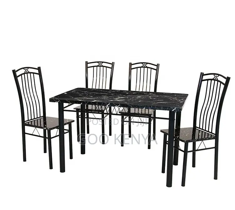 Home Dining Set;Solid Marble Top Table Set With Four Heavy-Duty Chairs