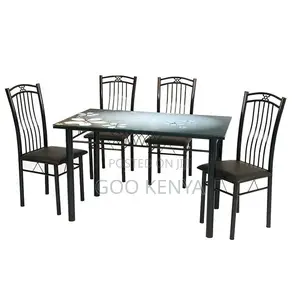 Home Dining Set;Solid Marble Top Table Set With Four Heavy-Duty Chairs