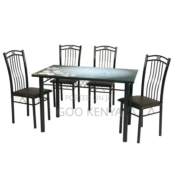 Home Dining Set;Solid Marble Top Table Set With Four Heavy-Duty Chairs