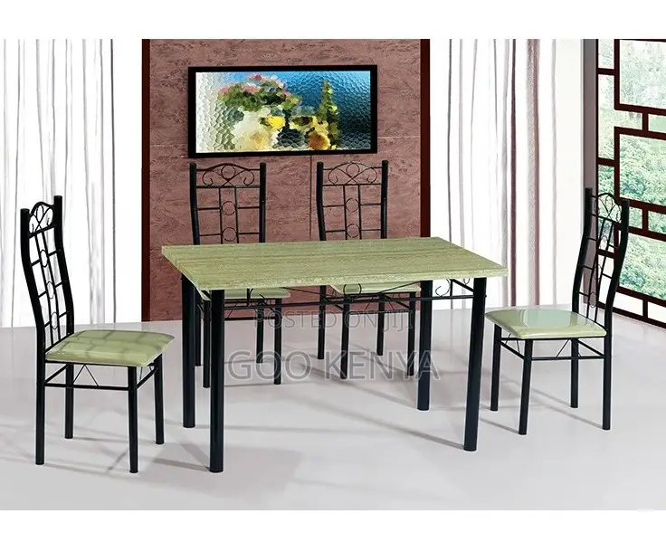 Home Dining Set;Solid Marble Top Table Set With Four Heavy-Duty Chairs