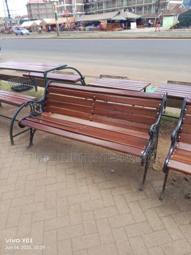 Home Outdoor Metallic Wooden Bench